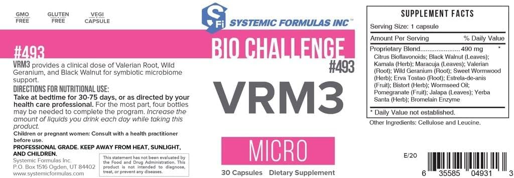 Systemic Formulas Bio Challenge VRM3 30 – Micro-Para-Blend: Mezcla exclusiva que constituye la base de la fórmula. – Image 1