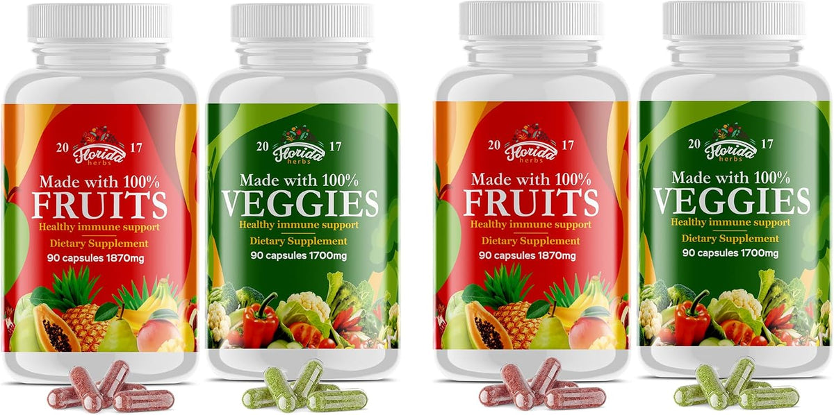 Suplemento de Frutas y Verduras - 90 Cápsulas de Fruta y 90 Cápsulas de Verdura - Vitaminas Naturales, Sin Soja, Vegano - – Image 7