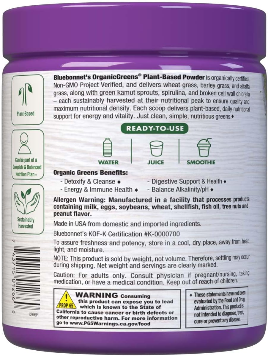 Bluebonnet Nutrition Super Earth Organic, Green Powder, 7.4 Oz – Image 3