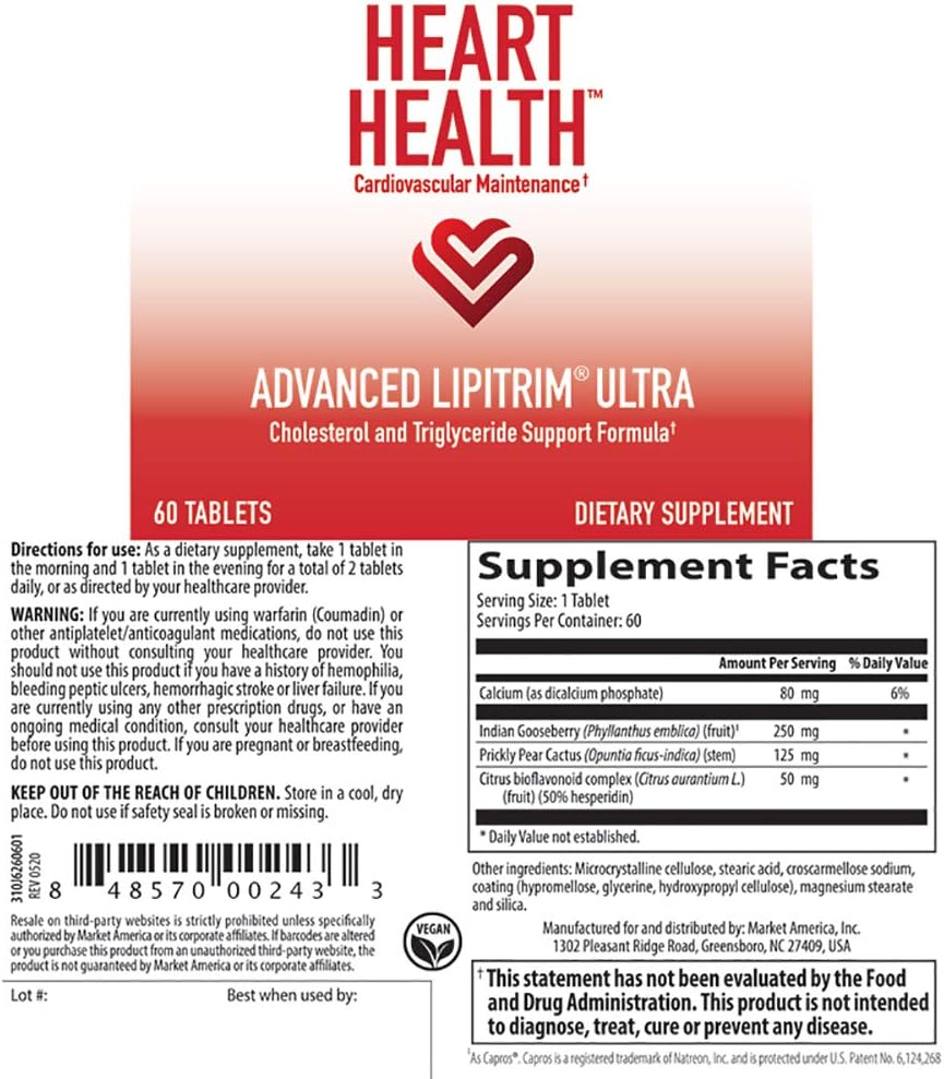 Heart Health Advanced LipiTrim Ultra, – Apoyo al metabolismo lipídico: Promueve una producción normal de – Image 1