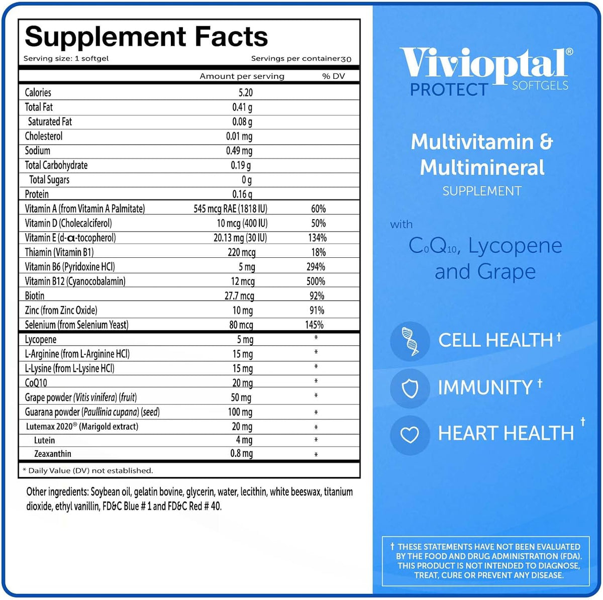 Vivioptal for Men, 30 Cápsulas, CoQ10, Licopeno & Resveratrol, Multivitamínico y Multimineral, Sin Gluten, Fórmula Alemana – Image 6