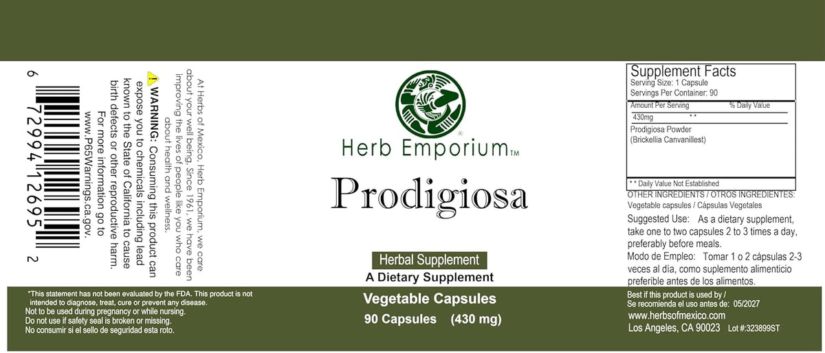 Herb Emporium Prodigiosa, Cápsulas Vegetales Orgánicas, 90 unidades, 430mg – Image 3
