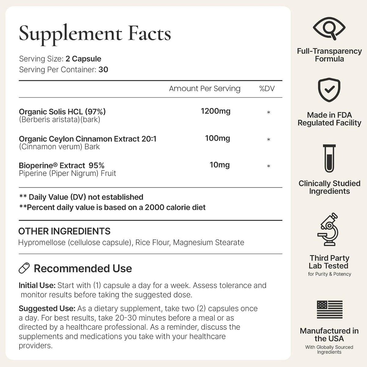 ACEWORKZ Berberina HCL Orgánica 1200mg con – Ayuda a mantener niveles normales de glucosa en sangre. – Image 7