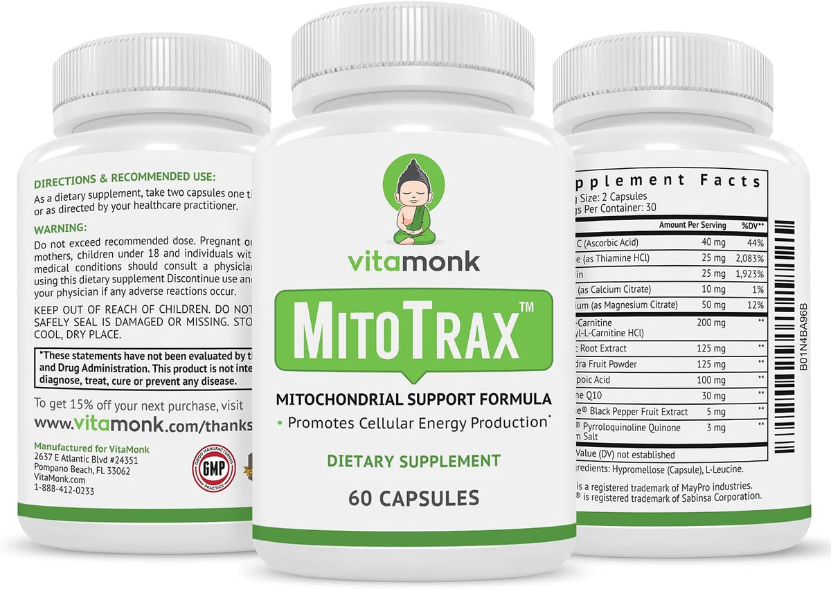 VitaMonk MitoTrax - Complemento Alimenticio – Ácido Alfa Lipoico (ALA): Antioxidante que apoya la función – Image 8