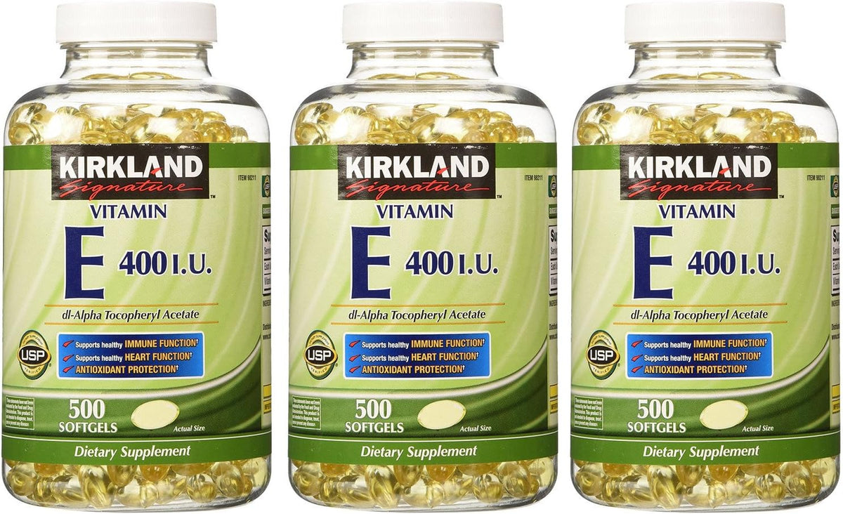 Kirkland Signature, Vitamin E 400 IU 500 Softgels fvKDn (Pack of 3) - görsel 1