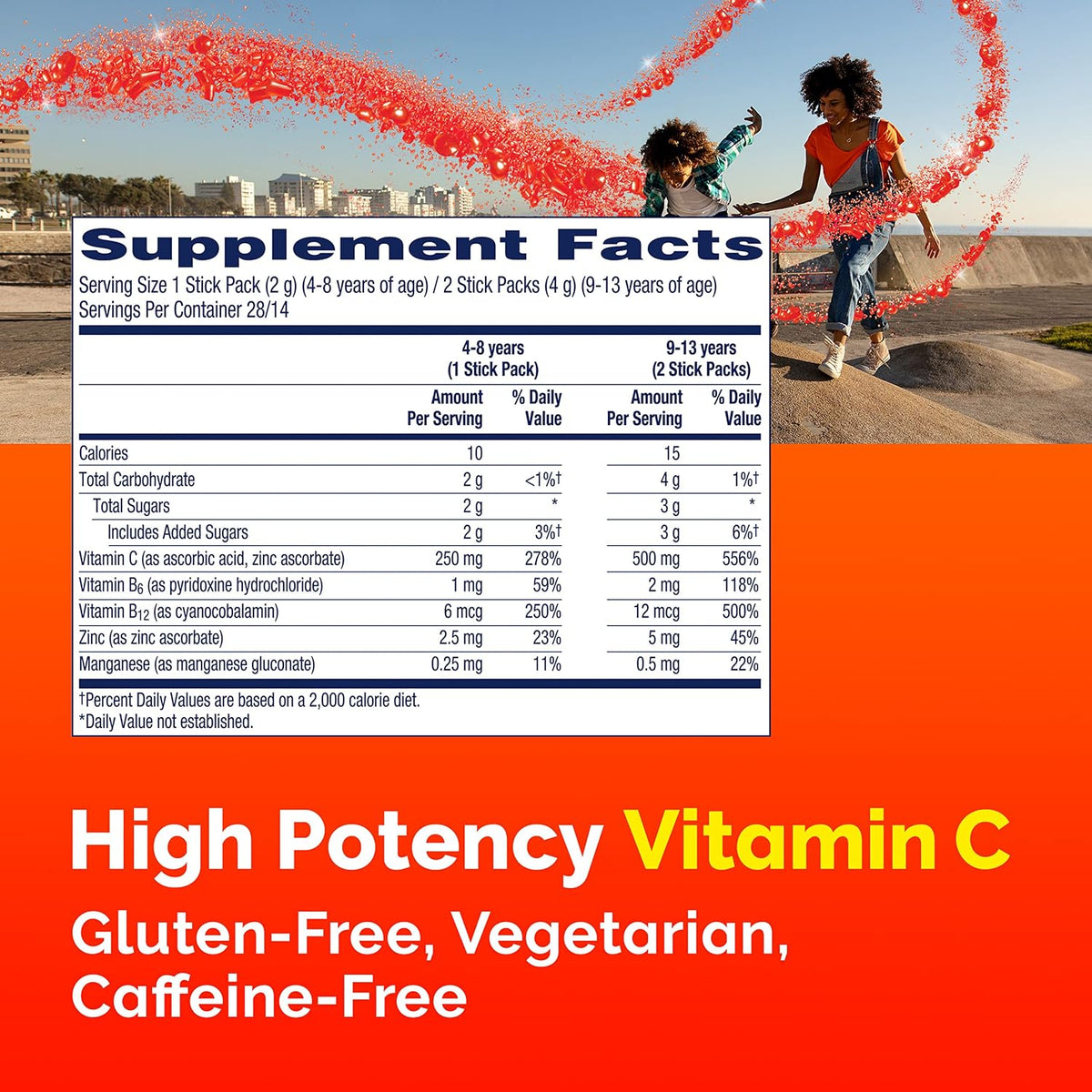 Emergen-C Kidz Crystals - Suplemento de Vitamina C con Vitaminas B, Zinc y Manganeso - Sabor Fresa Chispeante - 28 Stick – Image 8