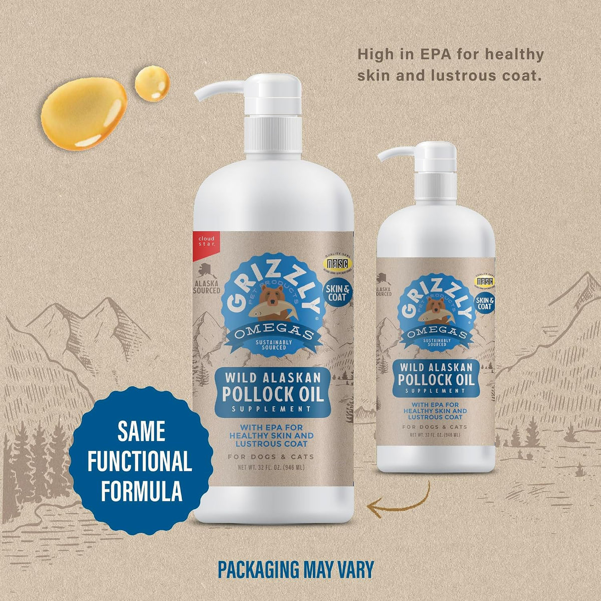Grizzly Pet Products Aceite de Abadejo para Perros, 946 ml – Image 2