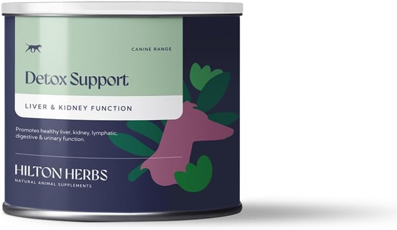 Hilton Herbs Canine Detox Support – Suplemento herbario para la función hepática en perros, bote de 125 g