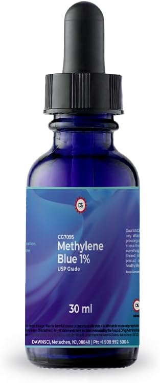 Methylene Blue 1% 30 mL Glass Dropper Bottle - USP-Grade Methylthioninium Chloride Liquid