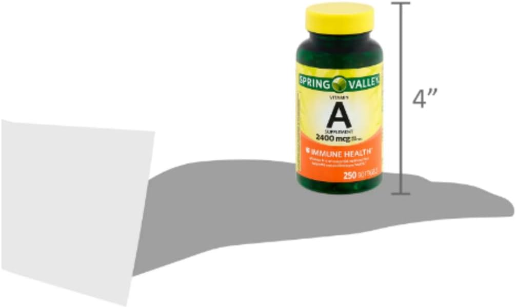 Spring Valley Suplemento de Vitamina A 2400 mcg, 250 Comprimidos + Pegatina STS