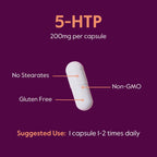 BESTVITE 5-HTP 200mg por Cápsula (240 Cápsulas) - Sin Estearatos - Sin OGM - Sin Gluten