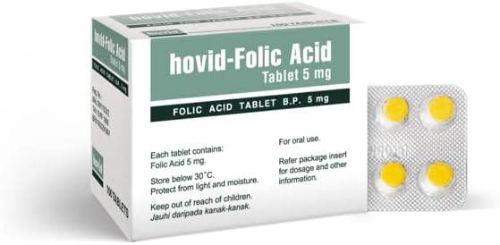 HOVID Ácido Fólico 5 mg 300 Comprimidos (Pack de 3 Cajas de 100 Comprimidos)