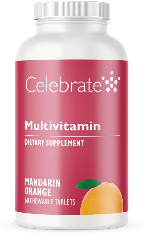 Celebrate Vitamins Multivitamínico Masticable para Cirugía Bariátrica, Sin Hierro - Naranja (60 Comprimidos)