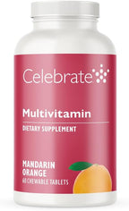 Celebrate Vitamins Multivitamínico Masticable para Cirugía Bariátrica, Sin Hierro - Naranja (60 Comprimidos)