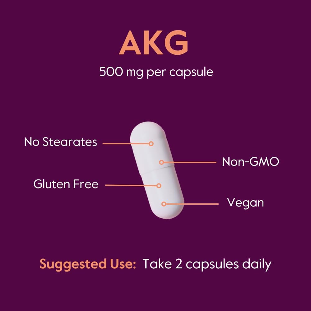 BESTVITE AKG (Ácido Alfa-Cetoglutárico) 1000mg por Dosis - 240 Cápsulas Vegetarianas