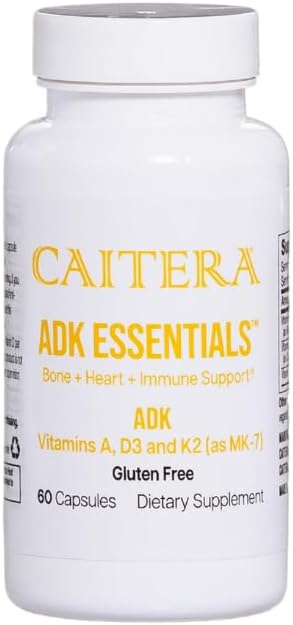 ADK Essentials Suplemento de Vitaminas A, D3 y K2 (MK-7) - Apoyo para huesos, corazón e inmunidad, Vegano, 60 cápsulas