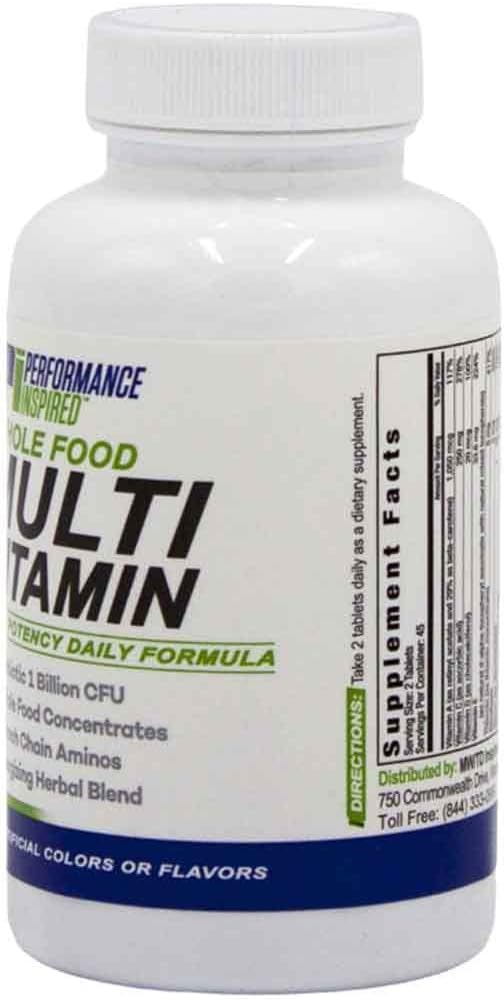 Performance Inspired Nutrition - Multivitamínico de Alimentos Integrales con Probióticos, BCAAs y Complejo Herbal - 90 Comprimidos