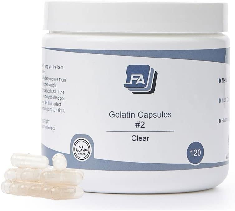 Cápsulas Vacías Tamaño 2 - Gelatina Clara - 120 Unidades - Certificado Halal
