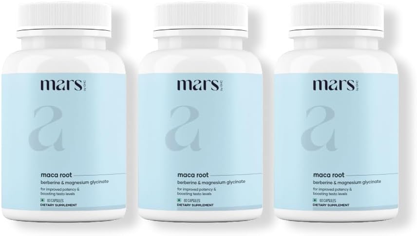 mars by GHC Maca Root Caps (Ginseng) con Magnesio y Berberina - 60 Cápsulas (Pack de 3)