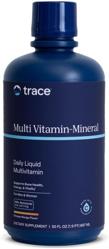 Trace Minerals | Liquid Multivitamin with Minerals | B Vitamins, Antioxidants, 72+ Ionic Minerals for Energy and Skin, Hair, & Nails (Orange Mango)