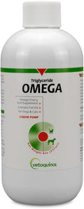 Vetoquinol Triglyceride Omega - Aceite de Pescado para Perros y Gatos - Favorece la Piel Saludable, el Pelaje y la Respuesta Inmunitaria Normal - Suplemento con Mezcla de Vitaminas para el Corazón, los Ojos, los Huesos y los Músculos - 8 oz (237 ml)