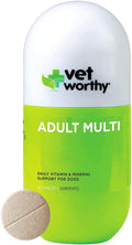 Vet Worthy Adult Multi Vitamins - Multivitamínico para Perros para Apoyar la Salud Óptima y el Bienestar General - Suplemento para Perros con Hierro, Magnesio, Zinc, Vitamina A, Vitaminas del Grupo B - Sabor a Hígado, 60 Comprimidos