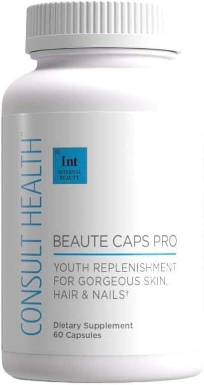 Consult Health Beaute Caps PRO, Biotina 10.500 mcg, Suplemento con Colágeno 50 mg y MSM 600 mg, 180 Cápsulas