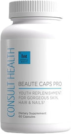 Consult Health Beaute Caps PRO, Biotina 10.500 mcg, Suplemento con Colágeno 50 mg y MSM 600 mg, 180 Cápsulas