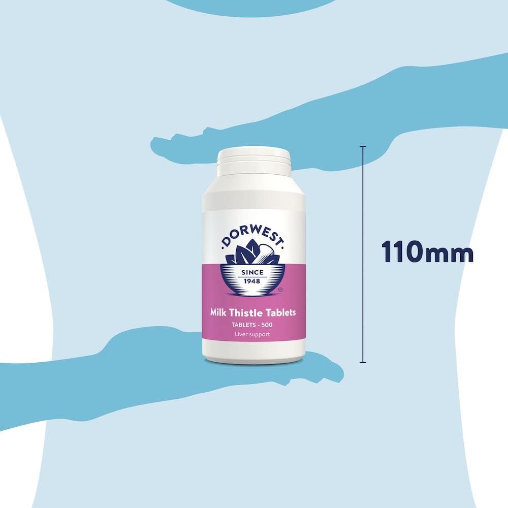 Dorwest Herbs Tabletas de Cardo Mariano para Apoyo Hepático en Gatos y Perros (500 comprimidos)
