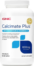 GNC Calcimate Plus 800 mg - Calcio, Magnesio y Vitamina D3, 240 comprimidos (60 días)