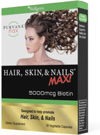 Wellgenix Purvana MAX – Biotina 5000mcg con MSM y Complejo B – Contribuye al Mantenimiento del Cabello, Piel y Uñas – 60 Cápsulas Veganas (Pack de 2)
