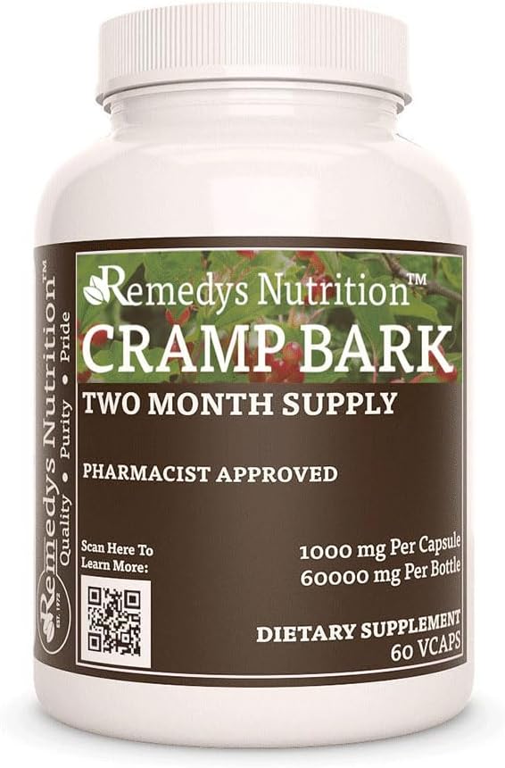 Remedy's Nutrition Corteza de Cramp | 1000 mg, 60 Cápsulas Veganas | Suplemento Herbal