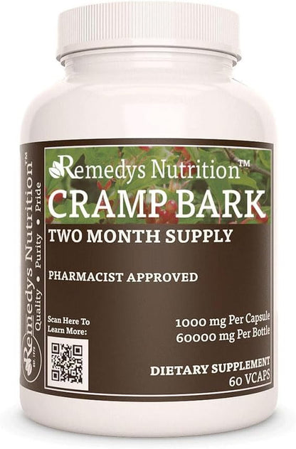 Remedy's Nutrition Corteza de Cramp | 1000 mg, 60 Cápsulas Veganas | Suplemento Herbal – Image 1