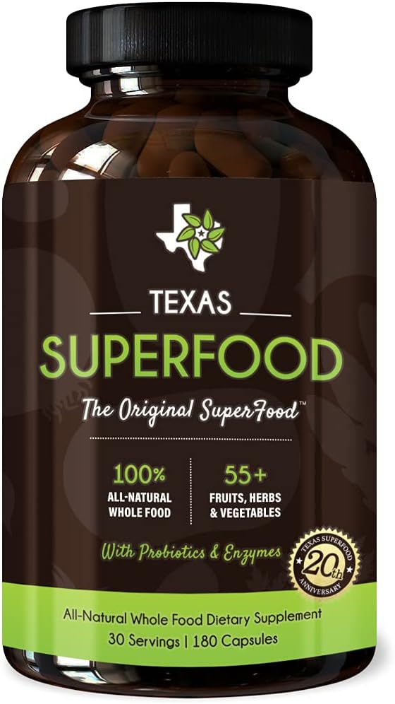 Texas SuperFood - Original Superfood Capsules, Red and Green, 180 Count