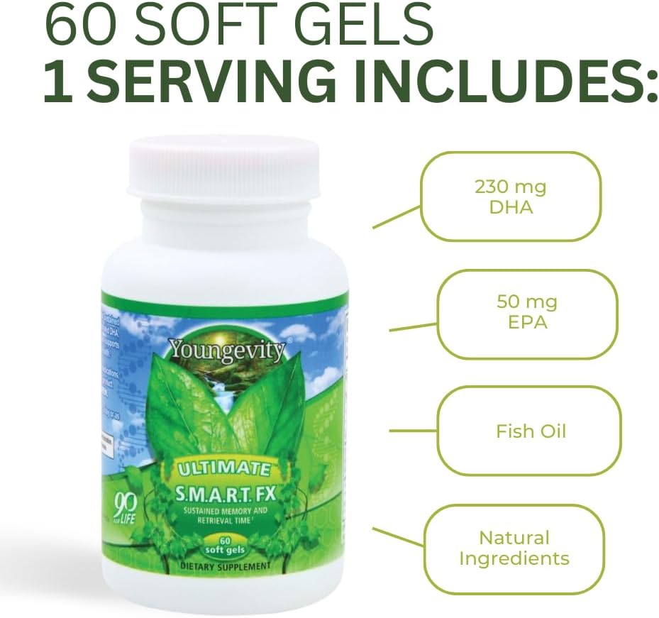 Youngevity S.M.A.R.T. FX™ - Nootrópico con DHA, EPA y Aceite de Romero - 60 Cápsulas Blandas