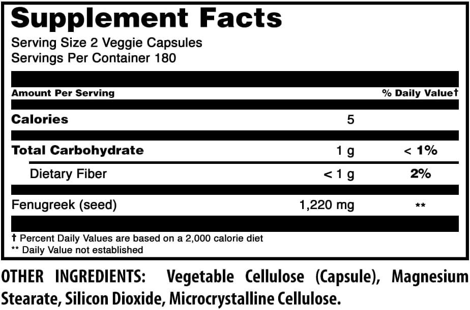 Amazing Formulas Suplemento de Semillas de Fenogreco | 610 mg | 360 Cápsulas Vegetales | No OGM | Sin Gluten | Fabricado en EE.UU.