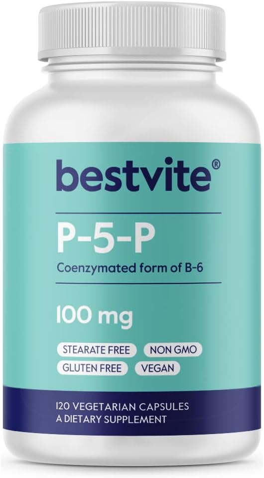 BESTVITE P-5-P 100mg (120 Cápsulas Vegetarianas) - Forma Coenzimada de Vitamina B6