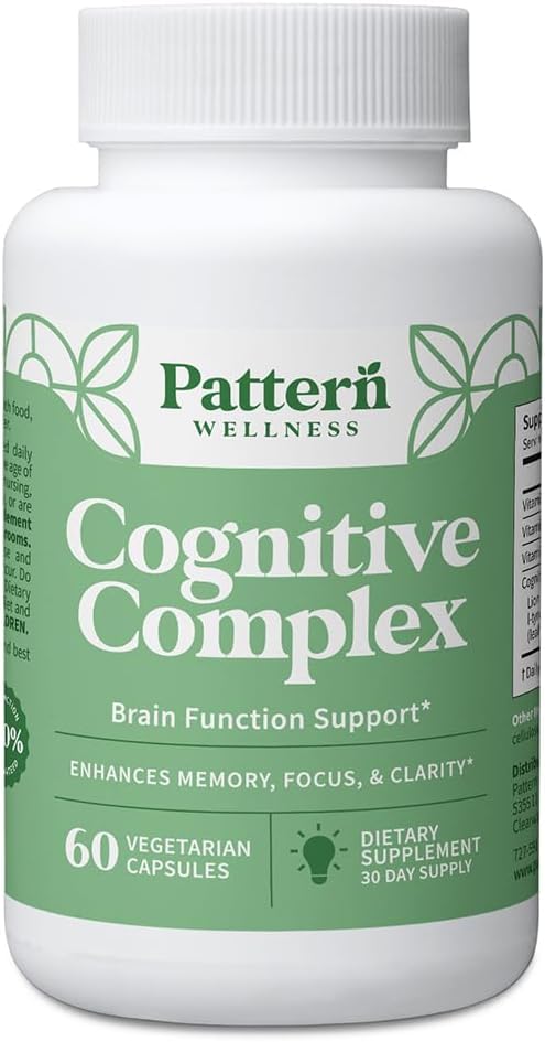 Pattern Wellness Complejo Cognitivo – Apoya la Salud Cerebral y la Claridad Mental – con Lion's Mane, Bacopa y Vitaminas B – 60 Cápsulas Vegetarianas