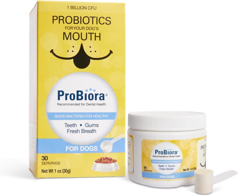 Probiora para Perros - Probiótico Bucal: Aliento Fresco y Salud Dental (30 raciones, 2 frascos)