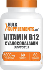 Vitamina B12 5000 mcg - Cianocobalamina - Suplemento para Energía - 60 Softgels