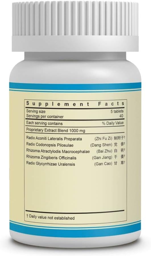 Fu Zi Li Zhong Pian - Calentador Medio - 200 mg 200 Comprimidos