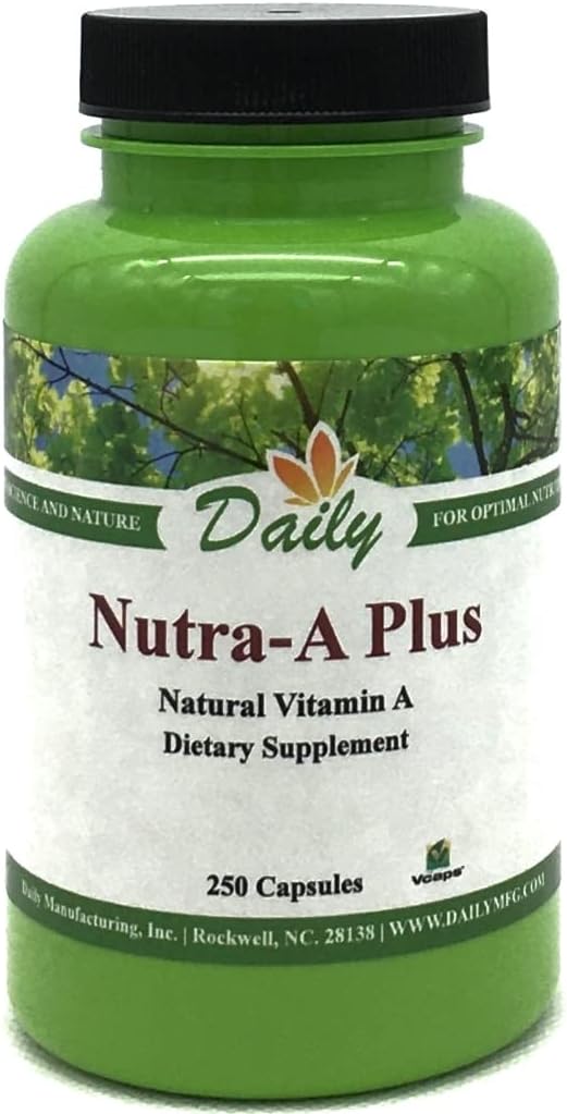 Daily Manufacturing Nutra-A Plus™ (Vitamina A Vegetariana: Palmitato y Betacaroteno) 250 Cápsulas Vegetarianas