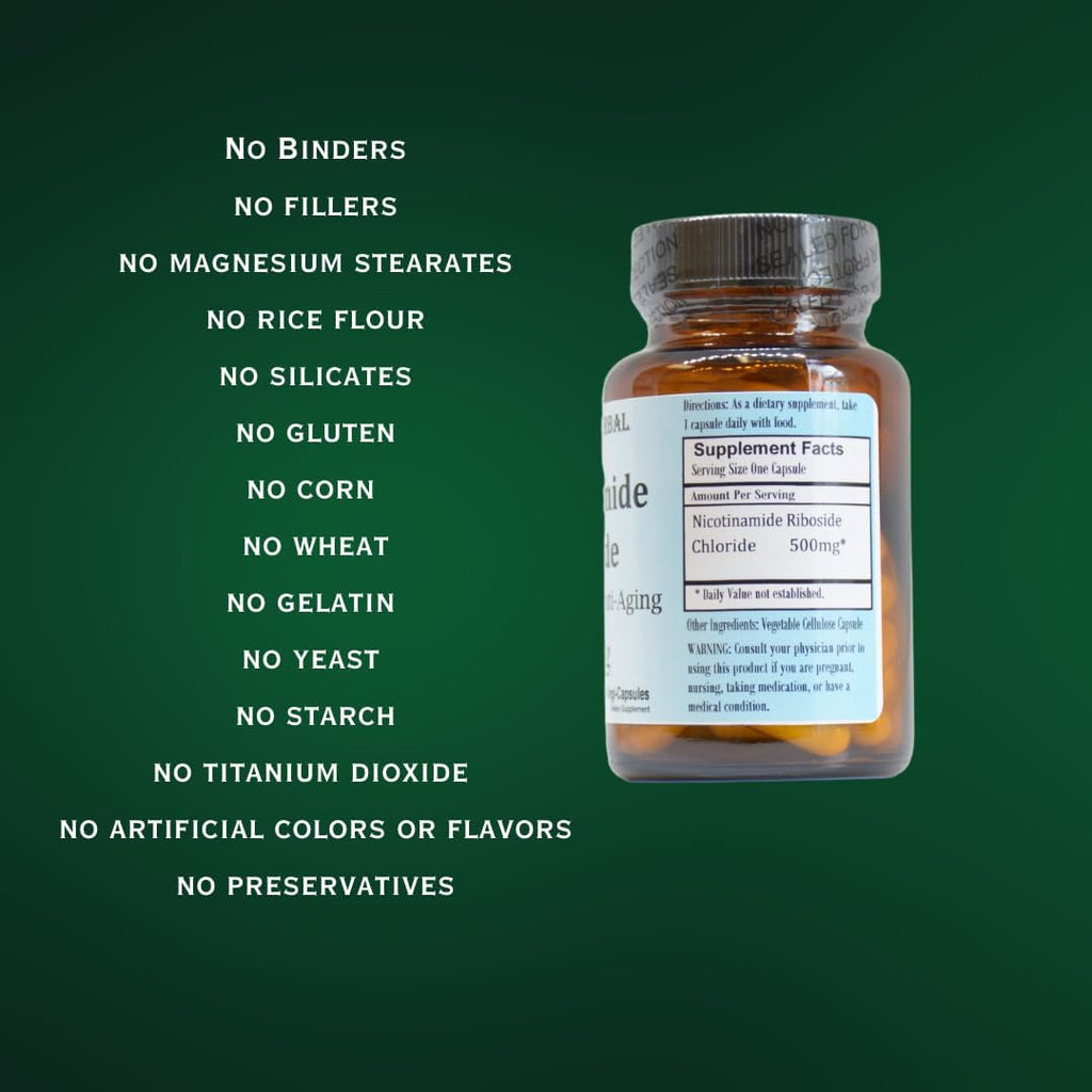 Barlowe's Herbal Elixirs Nicotinamida Ribósido 500mg - Precursor de NAD+ - 60 Cápsulas