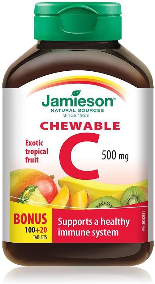 Jamieson Vitamina C Sabor Tropical 500 mg, 120 Comprimidos