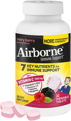 Airborne Vitamina C 1000mg (per serving) Berry Chewable - 32 Count