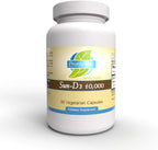 Priority One Vitamins Sun D3 10.000 UI, 90 Cápsulas Vegetarianas - Forma más biodisponible de Vitamina D (Colecalciferol)