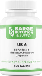 Barge Nutrition & Supply UB-6 – Complejo de Magnesio, Potasio y Vitamina B6 (120 Comprimidos)