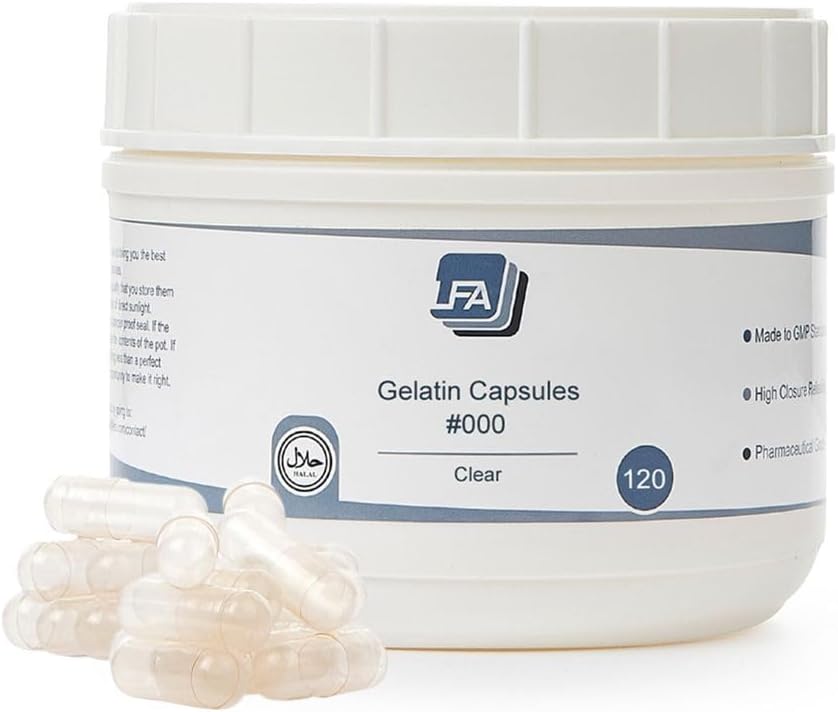 Cápsulas Vacías Tamaño 000 - 120 Unidades - Gelatina de Res Halal Certificada
