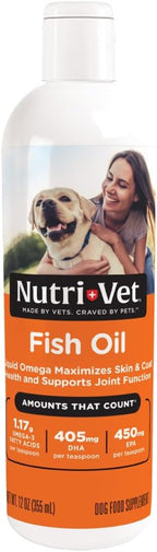 Nutri-Vet Aceite de Pescado para Perros, Suplemento de Omega 3 para Piel y Pelaje, 473 ml