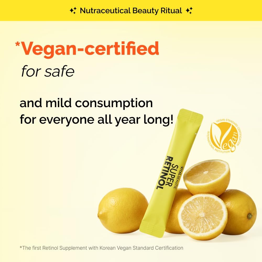VITALBEAUTIE Super Retinol - Suplemento de retinol liposomal ingerible con vitamina C, 30 sobres